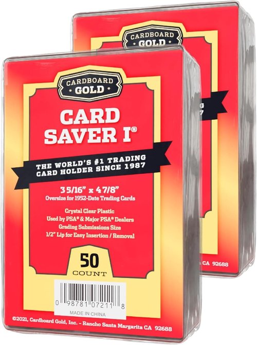 Cardboard Gold Card Saver | 1-100 Count Semi-Rigid Trading Card Holders - PSA-Approved Protection for Sports Cards