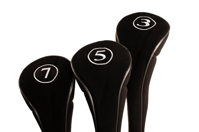 Black Golf Zipper Head Covers 3 5 7 Fairway Woods Headcovers Metal Neoprene Traditional Plain Protective Covers Fits All Fairway Clubs