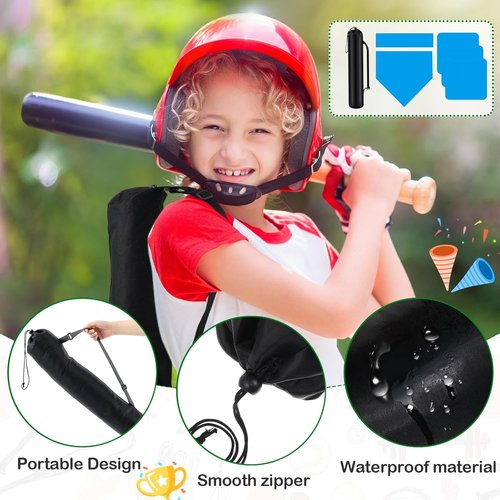 Hiboom Baseball & Softball Base Set - 5 Pieces with Portable Carrying Bag for Backyard Practice