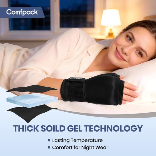 Comfpack Hand Ice Pack Glove, Soft Gel Thumb & Wrist Ice Pack Wrap Reusable Hot Cold Therapy Compress for Arthritis, Tenosynovitis, Swelling, Surgery, Tendonitis, Carpal Tunnel, Trigger Finger