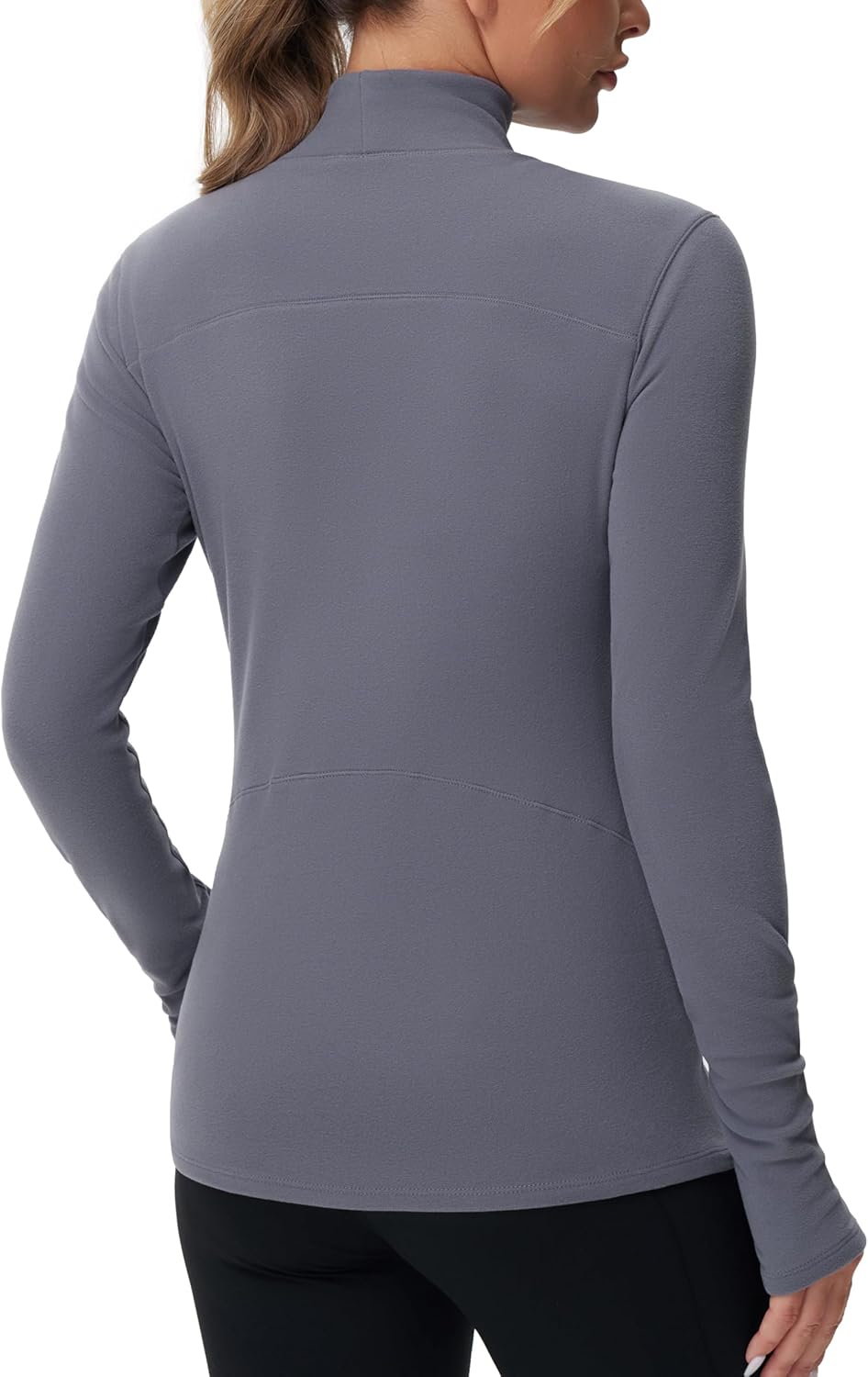 The Gym People Women's Fleece Thermal Mock Turtleneck Long Sleeve Shirt - Cozy Pullover with Thumb Hole