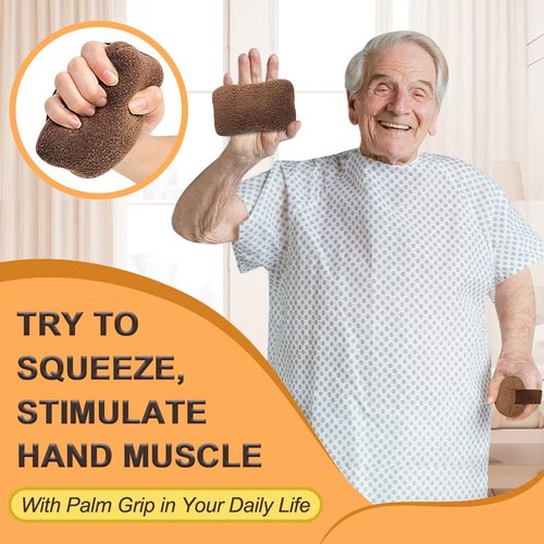Zelen Palm Grip Protector for Hand Contracture Cushion Palm Splint Guard Finger Contracture Cushion with Elastic Band for Bedridden (Brown, 1 Pair)