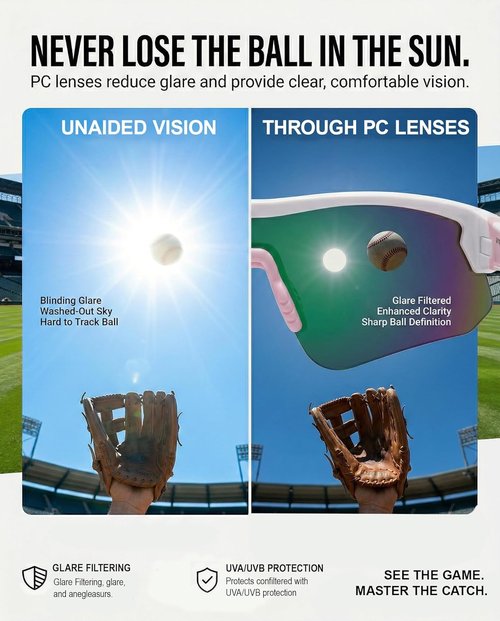 Maivnz Youth Baseball Sunglasses - Kids Sports Glasses for Ages 6-12 | Helmet Compatible, Ideal for Softball & Cycling