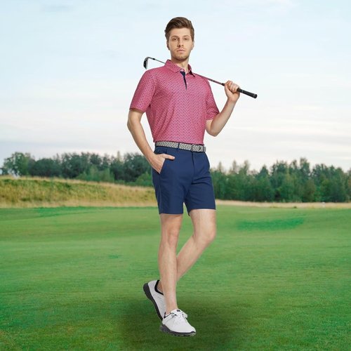M MAELREG Men's Golf Shirt - Short Sleeve Moisture-Wicking Performance Polo | Stylish Print Patterns