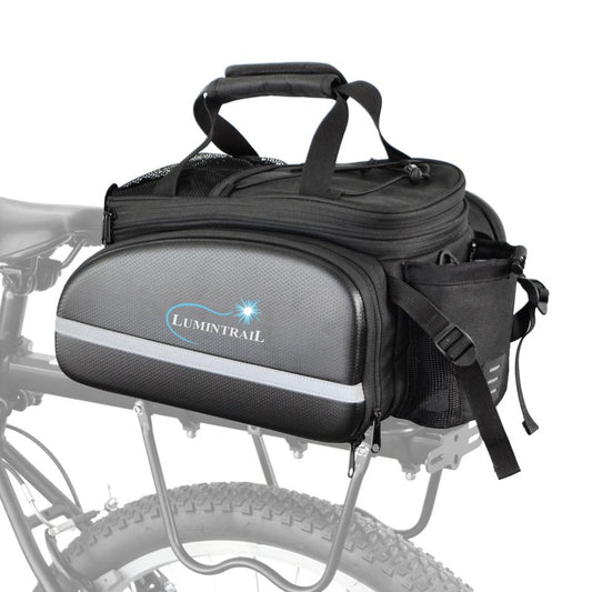 Lumintrail Bike Rear Rack Trunk Bag 34L - Expandable Pannier Bags for Bicycles - Waterproof Rain Cover Included