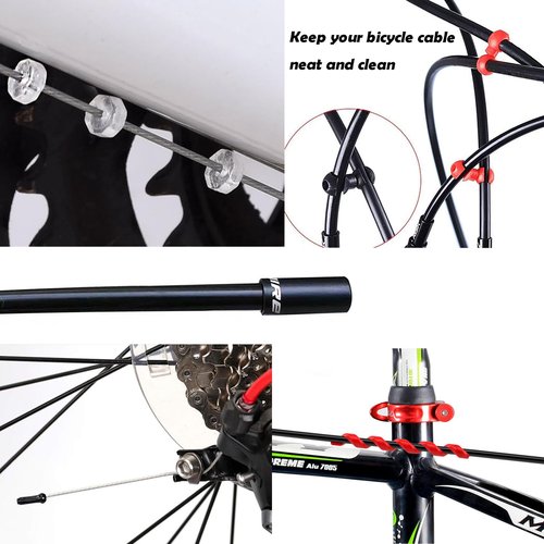 Farbetter Bike Cables Set, Stainless Steel, Black, Road & Mountain Bike, Complete Brake & Shifter Cable Housing, Accessories
