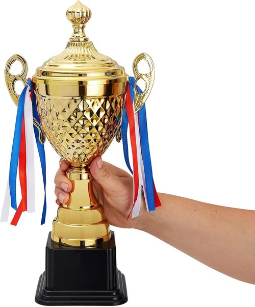 Juvale Gold Trophy Cup - Versatile Tournament & Championship Award for Soccer, Basketball, Golf - 15.2 x 7.5 x 5 in