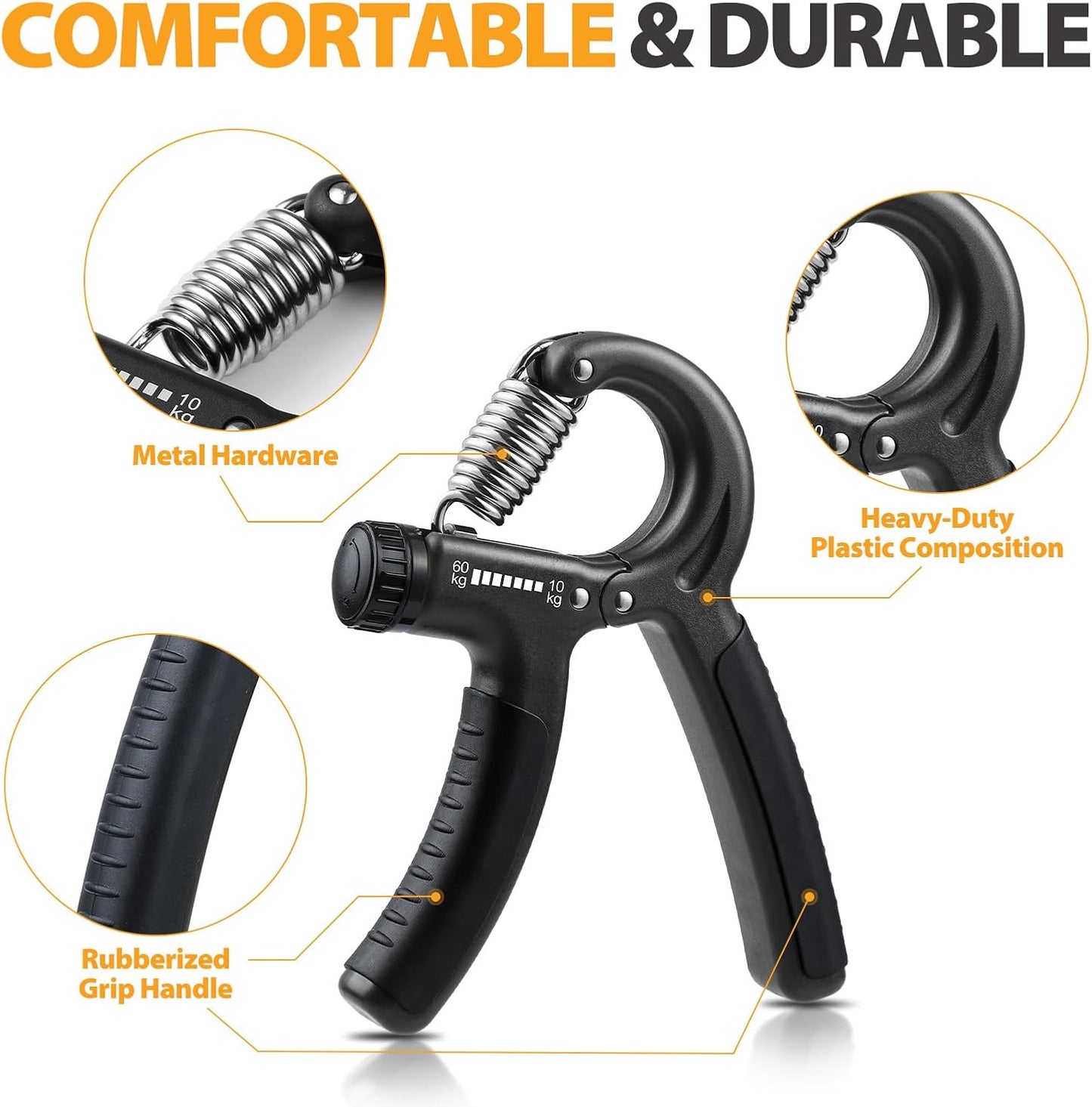 NIYIKOW Grip Strength Trainer - Adjustable Resistance Hand Grip Strengthener (22-132Lbs) for Musicians & Athletes