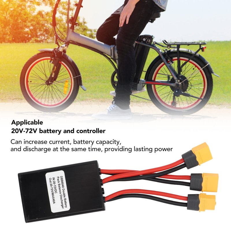 Dual Battery Pack Switch Balancer, 20v-72V Double Battery Discharge Converter Providing Lasting Power Parallel Battery Connector Cable for Electric Bike(40A)