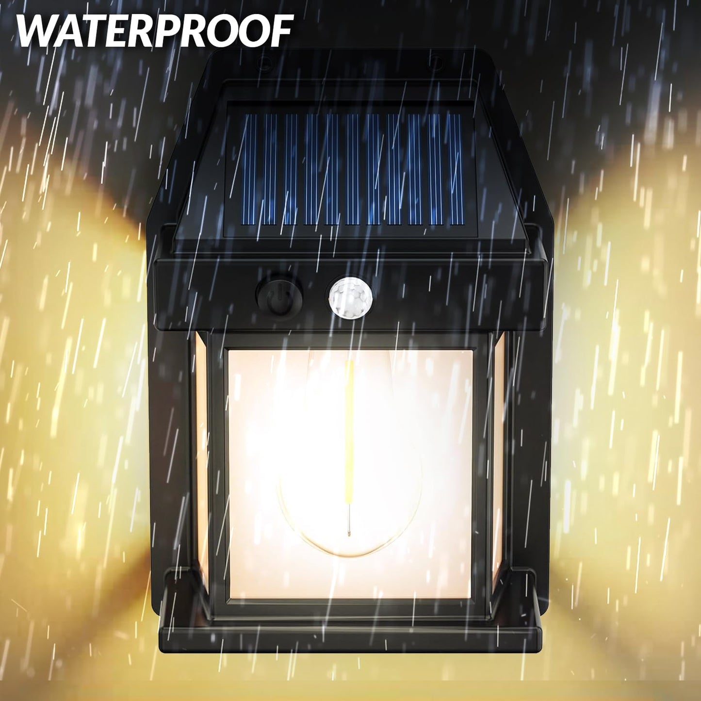 Solar Wall Lights Outdoor [2 Pack] Dusk to Dawn Solar Motion Lights Outdoor, Waterproof, 3 Lighting Modes, Wall Mount Light Sconces for Outside Patio Fence Yard Garage (Black-1 Bulb, 2 Pack Standard)