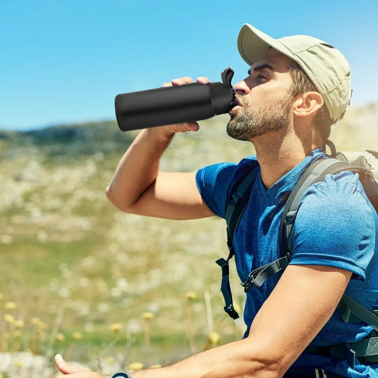 2 PCS Replacement Lid for Owala Freesip, Compatible with Owala Cup 16oz 24oz 32oz 40oz, One Button Water Bottle Top Lid Replacement Accessory, Leakproof, BPA-Free (Black)