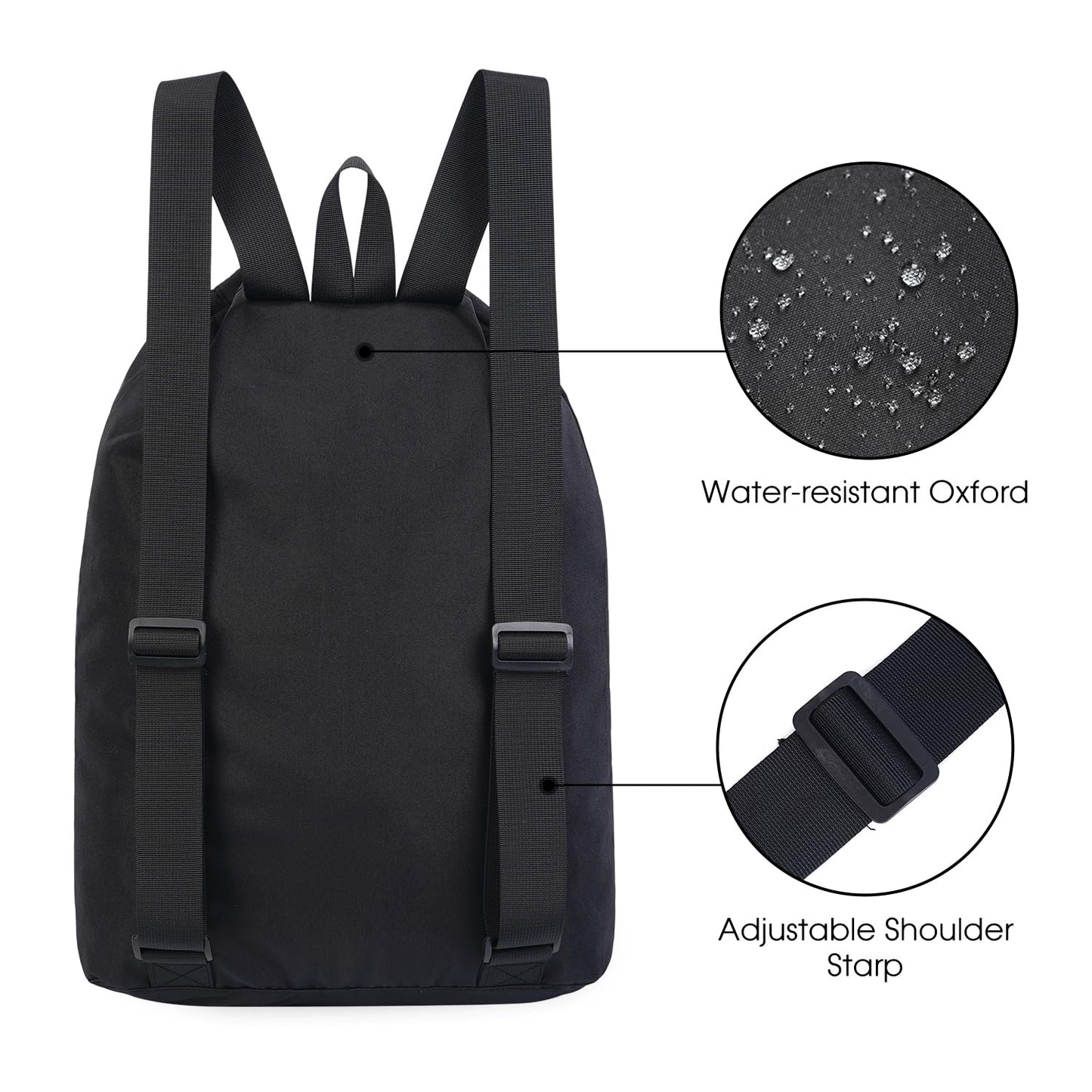 WANDF Swim Bag for Swimmers, Mesh Beach Backpack (M,Black)