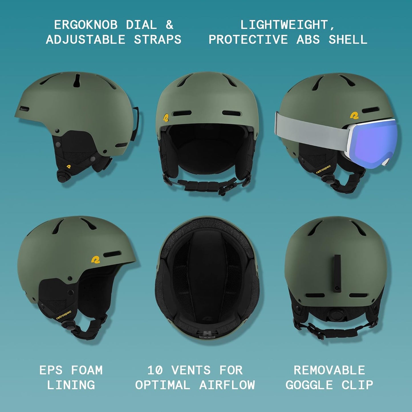 Retrospec Comstock Ski Helmet - Adjustable Snowboard Helmet with Protective Shell & Breathable Vents for All Ages