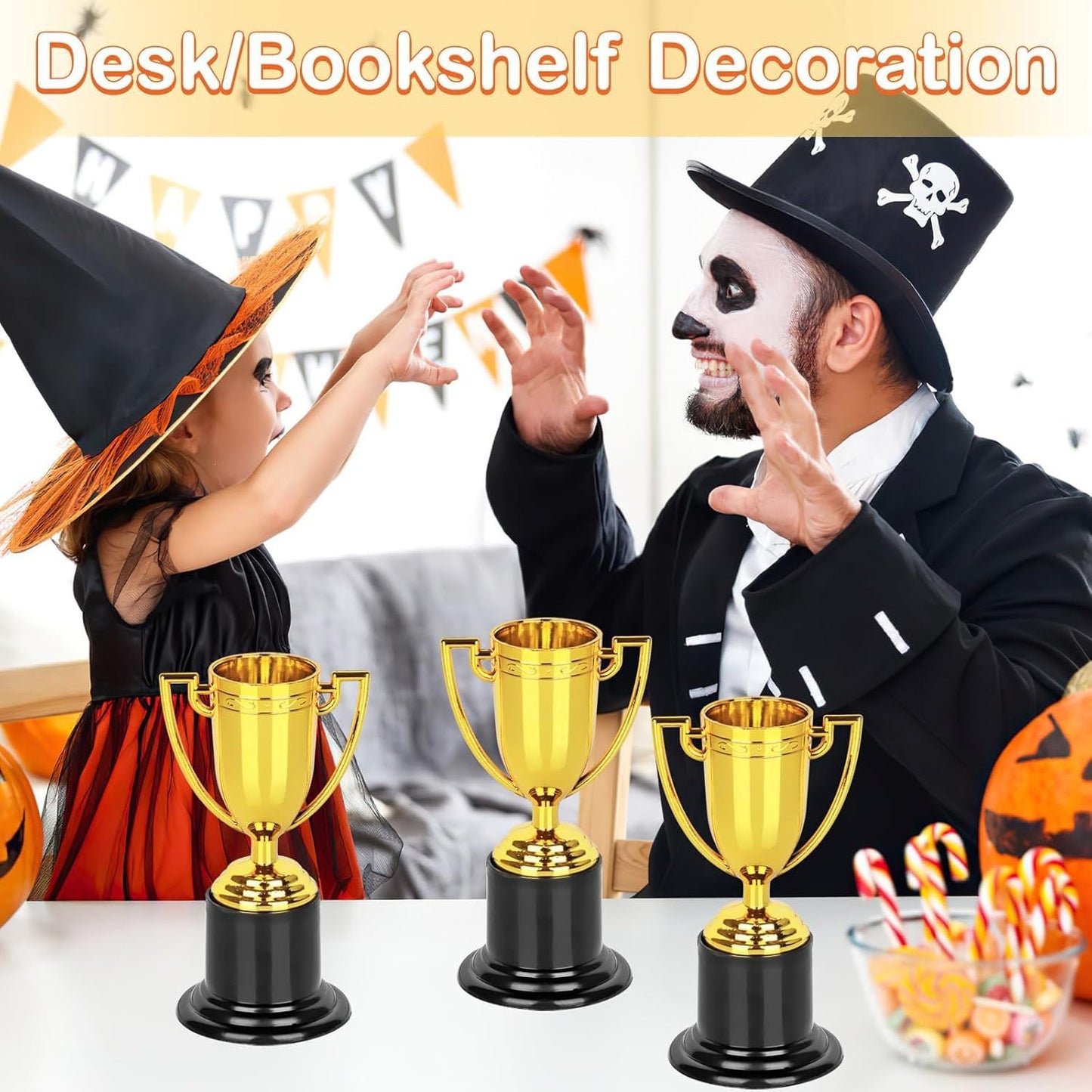 Mini Gold Trophy Awards (6-Pack) - 4" Plastic Trophies for Kids Party Favors, Sports Competitions, Preschool, Kindergarten Graduation, Elementary School Awards & Recognition Ceremonies Party Gifts