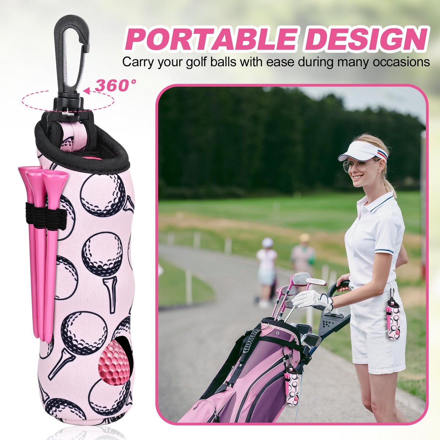 Wynaura 15 Pcs Golf Accessories Kit, Includes Cleaner Brush Towel Tees Golf Ball Bag with Hook Ball Marker Divot Tool,Golf Essentials Kit for Women Man Gifts