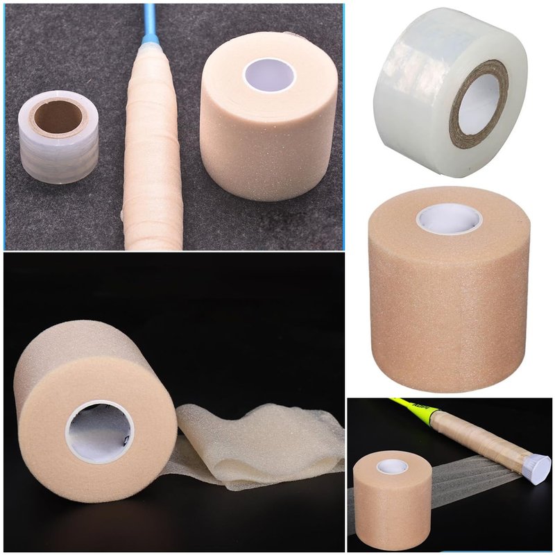 SquEqu 2 Set Tennis Racket Grip Tape Racquet Overgrip Soft Foam Wrap with Clear Waterproof Film Protector Tapes for Racquetball Rackets Pickleball Squash Badminton Hunting Hockey Baseball Fishing Rod