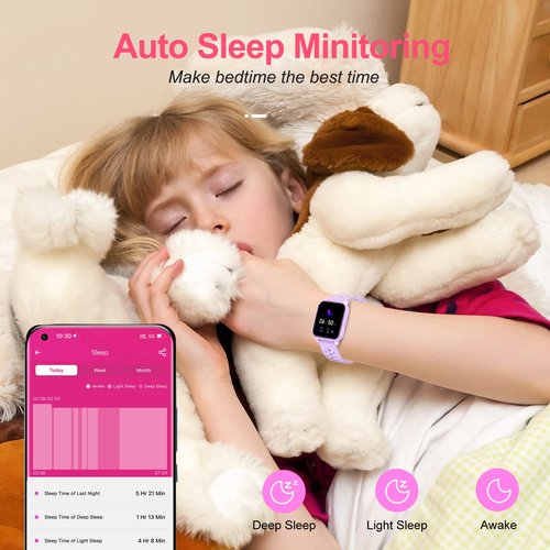 HENGTO Kids Smart Watch with 20 Sports Modes, Fitness Tracker for Girls Boys Age 6+ with Sleep Monitor, Step Counter, Alarm Clock