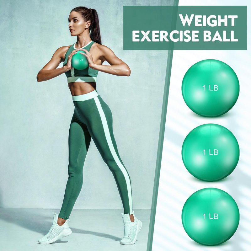 Seenelling 4 Pcs Weighted Toning Balls for Exercise Weighted Exercise Soft Medicine Balls for Gym, Pilates, Yoga, Balance, Flexibility