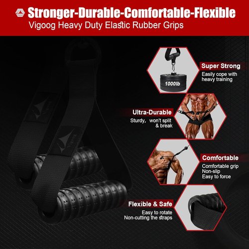 Heavy Duty Gym Workout Handle Attachments - Anti-Slip Rubber Grips for Cable Machines & Fitness Equipment