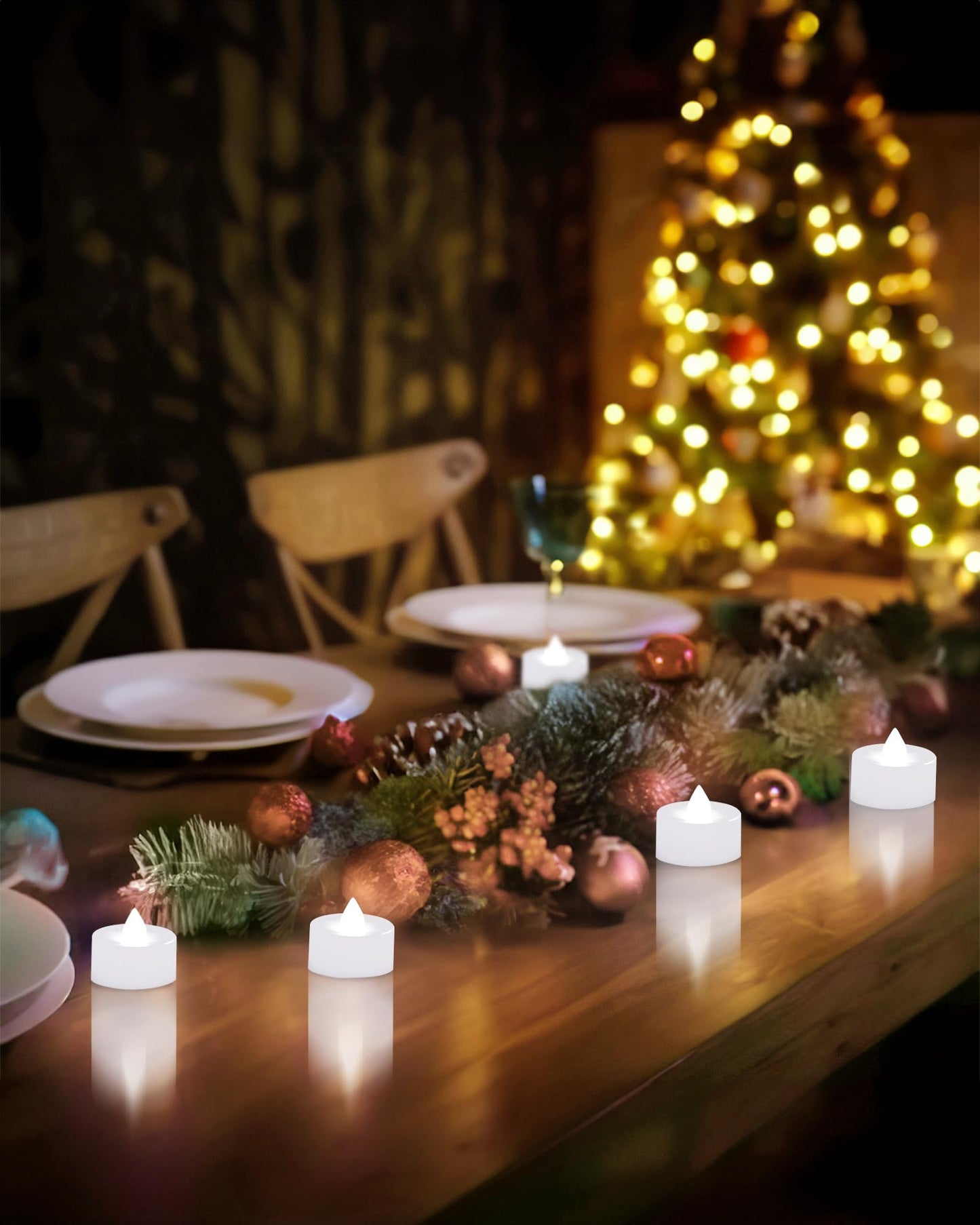 BEICHI Flameless Candles, 24Pack Battery Operated Candle, LED Tea Lights Candles Battery Operated, Flickering Fake Votives for Wedding Halloween Christmas Diwali- Pure White Light