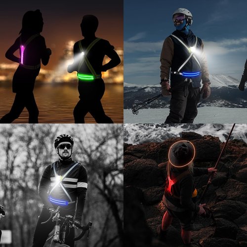 Glow Running Vest - Reflective Safety Gear with Detachable Light | 8 Vibrant Glow Colors for Night Activities