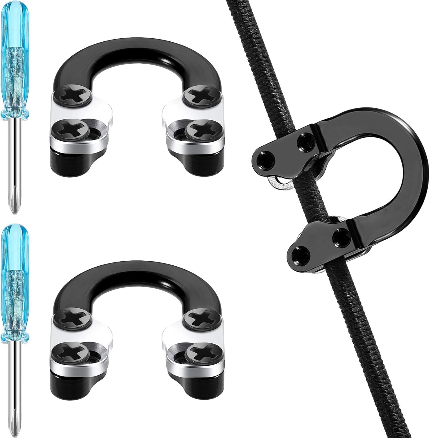 Sumind Archery D Loop - Metal U Nock D Ring Buckle Release with Screwdrivers | 2 Sets for Hunting