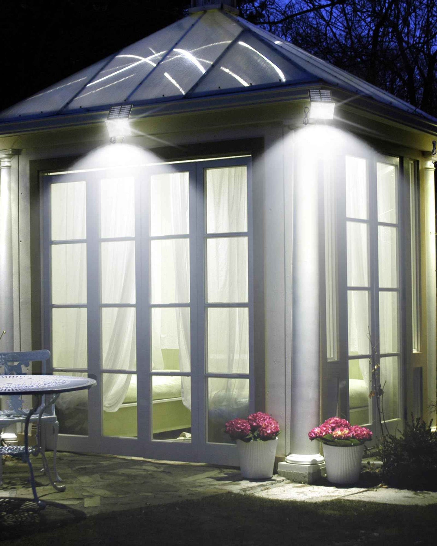 SUPERDANNY Solar Outdoor Flood Lights with 113 Bright LEDs, Motion Sensor Dusk to Dawn Outside Flood Lights with 16ft Cable IP65 Waterproof, Security Light for Garden Barn Porch 4 Pack