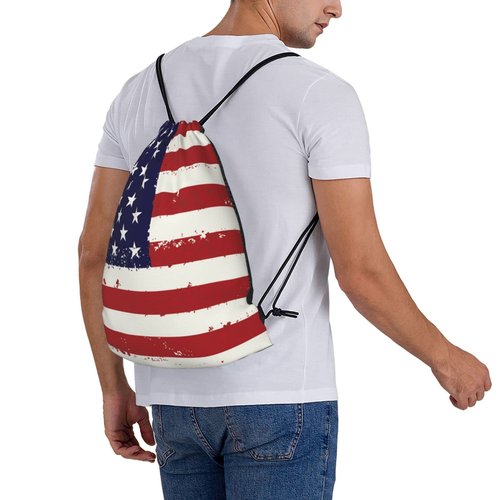 AIMASTZ Usa Flag Unisex Drawstring Backpack Bag Sport Gym Dance Travel Sackpack