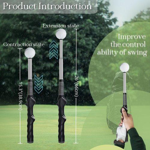 IEKEODI Retractable Golf Swing Trainer with Arm Band Click Stick Golf Trainer, Right-Handed Training Aid Chipping and Hitting,Portable for All Golfers Indoor/Outdoor Practice (Gifts for Golfers)
