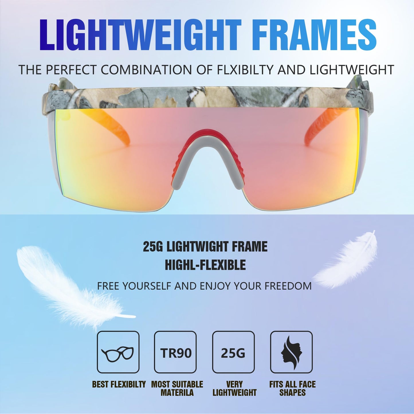 OZOKSKS Polarized Sports Sunglasses, Wavy Design cycling sunglasses-Women-Men, Cycling Sun Glasses UV Protection Driving Fishing (Grey Frame Red Lens)