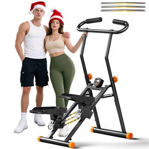 keep sexy Stair Stepper for Home Gym, 350 lbs Capacity Cardio Machine with Adjustable Height, Non-Slip Pedals, LCD Display, Foldable Design for Full Body Workout for Women Men (Adjustable-Black)