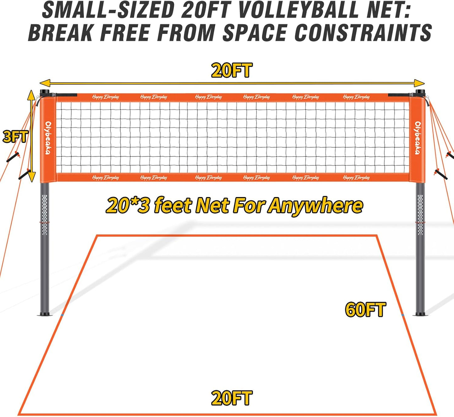 Regine Switzerland 20ft Portable Outdoor Volleyball Net Set - Heavy Duty Poles, Durable PE Net, Complete with Volleyball & Pump