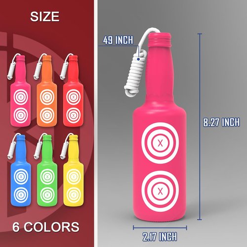 KNINE OUTDOORS Shooting Targets - 6 Pack Plastic Bottles in Bright Colors with Hanging Rope for Airsoft & BB Gun Practice