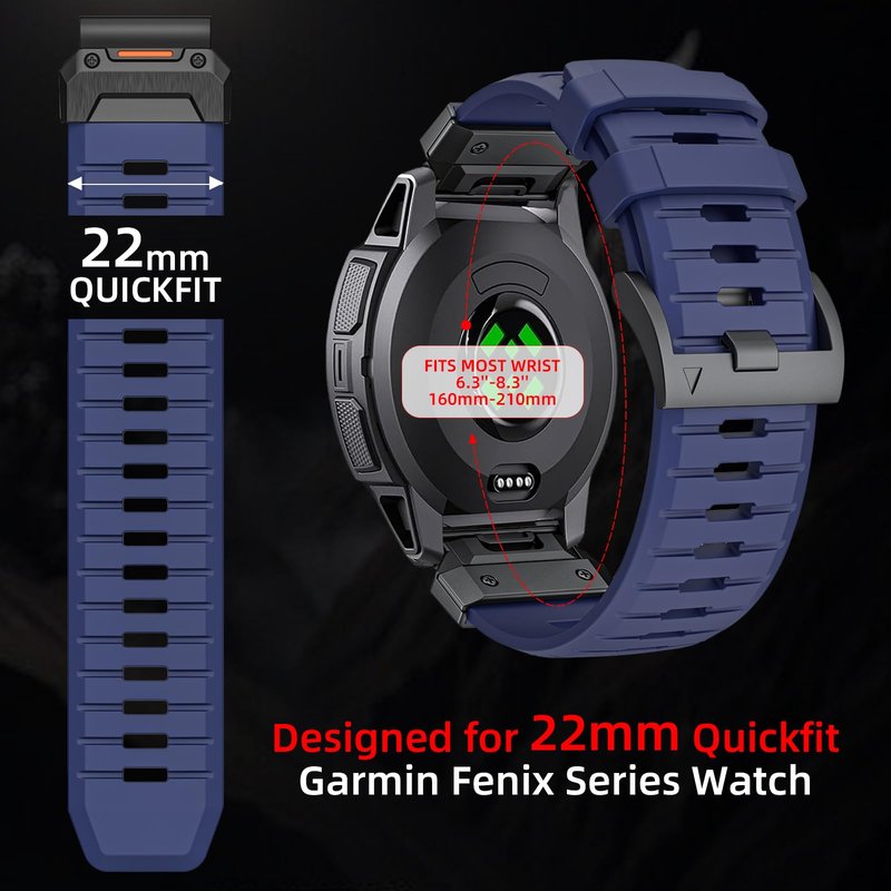 Bandkids 22mm FKM QuickFit Bands for Garmin Instinct 3 45mm/ 2 Solar,Rugged Sport Replacement Strap for Instinct E 45mm,Tactical