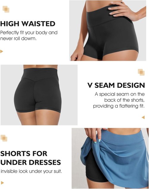 Buauty Women's High Waisted Biker Shorts - Tummy Control Spandex for Gym & Yoga | 2.5" Length