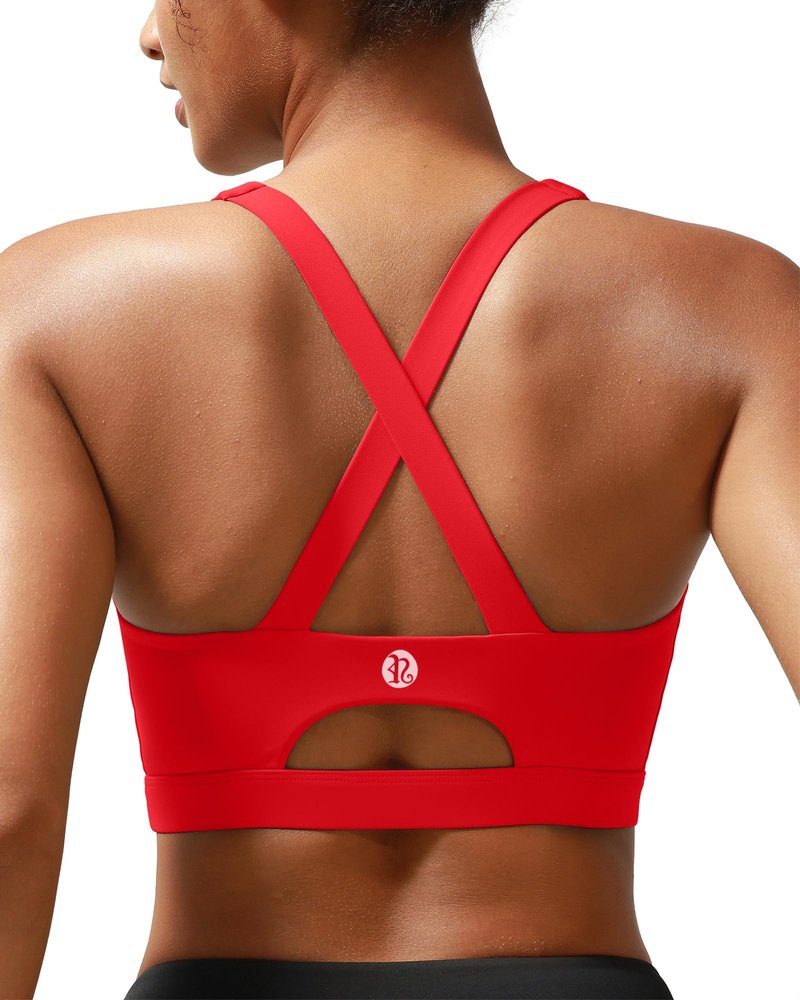 RUNNING GIRL High Impact Sports Bra for Women,Running Sports Bras for Women High Support Yoga Bra with Molded Cups(3027_Deep Red_M)