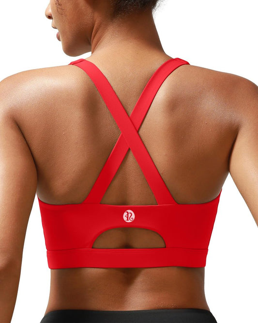 RUNNING GIRL High Impact Sports Bra for Women,Running Sports Bras for Women High Support Yoga Bra with Molded Cups(3027_Deep Red_M)