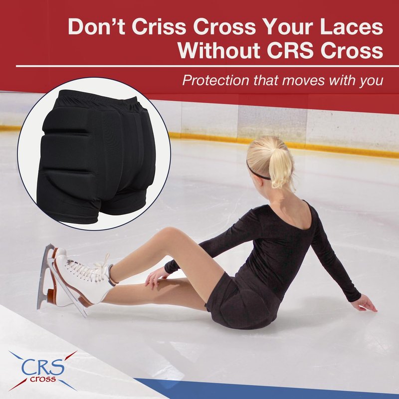 CRS Cross Padded Figure Skating Shorts. Crash Pad Pants for Roller, Inline, Ice Skating, Snowboarding, and Skiing. Fall Impact Protection for Butt, Hips, and Tailbone (Ladies Small Black)