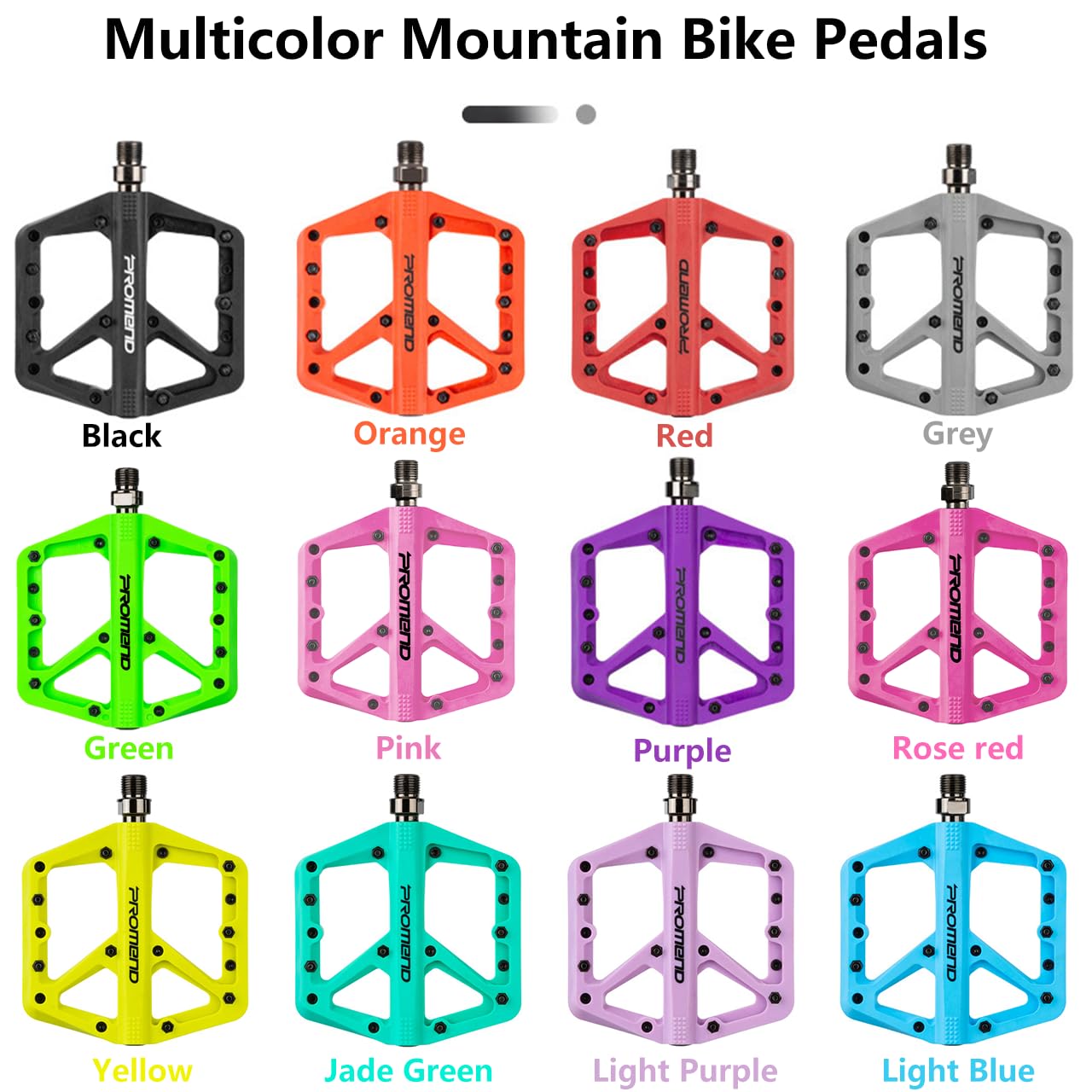 Mountain Bike Pedals - Durable Nylon DU Bearing Platform Pedals for MTB and BMX (Green)