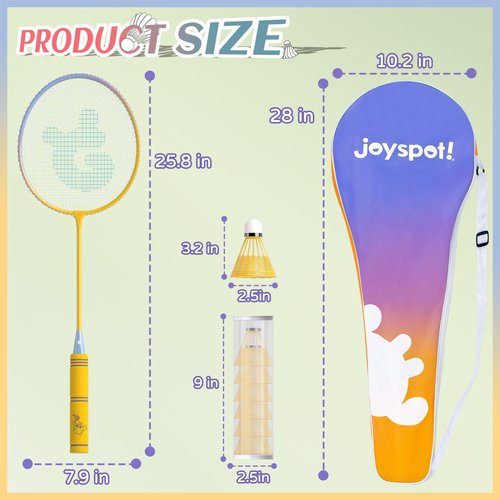 Badminton Rackets Set of 4 for Outdoor Backyard Games,Including 4 Rackets, 6 Nylon Shuttlecocks, 4 Replacement Grip Tapes and 1 Carrying Bag, Lightweight Badminton Racquets for Kids Adults Beginners