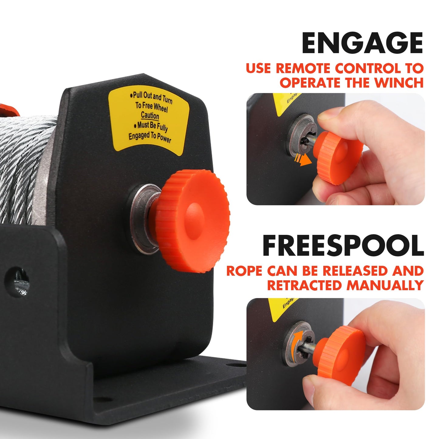 ZESUPER 2500 lb Electric Winch 50ft Steel Cable 12V DC UTV ATV Boat Trailer Winch with Handheld Remote Mounting Plate Waterproof Small Electric Winch ATV Winches Kits