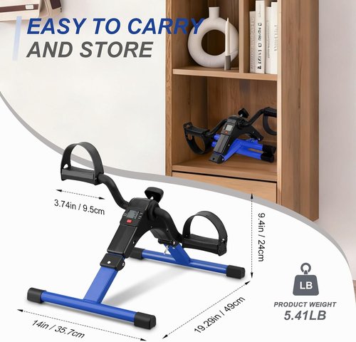 Folding Pedal Exerciser - Mini Under Desk Bike with LCD Display for Arms & Legs Workout | Portable Design for Adults & Seniors