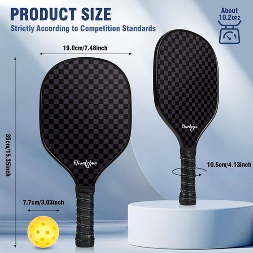 Eliwdshen Pickleball Paddles-Set of 4 Rackets with 4 pickleballs and Bag |Racket Meets USAPA Standards| Durable Design | Pickleball Racket Set for Men, Women and Children (Black)