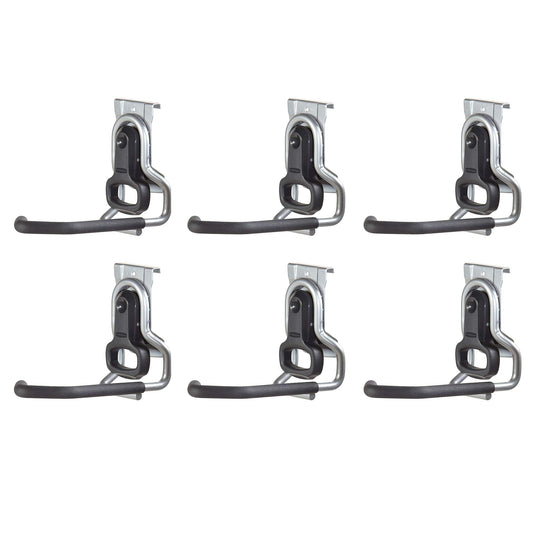 Rubbermaid Heavy Duty Universal Vertical Fasttrack Hanging Wall Mount Bike Hook Garage Storage Organizer (6 Pack)