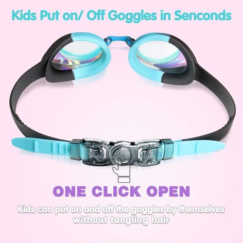 Keary Kids Swim Goggles - Anti-Fog, Waterproof, UV Protection | Clear Vision for Ages 3-12