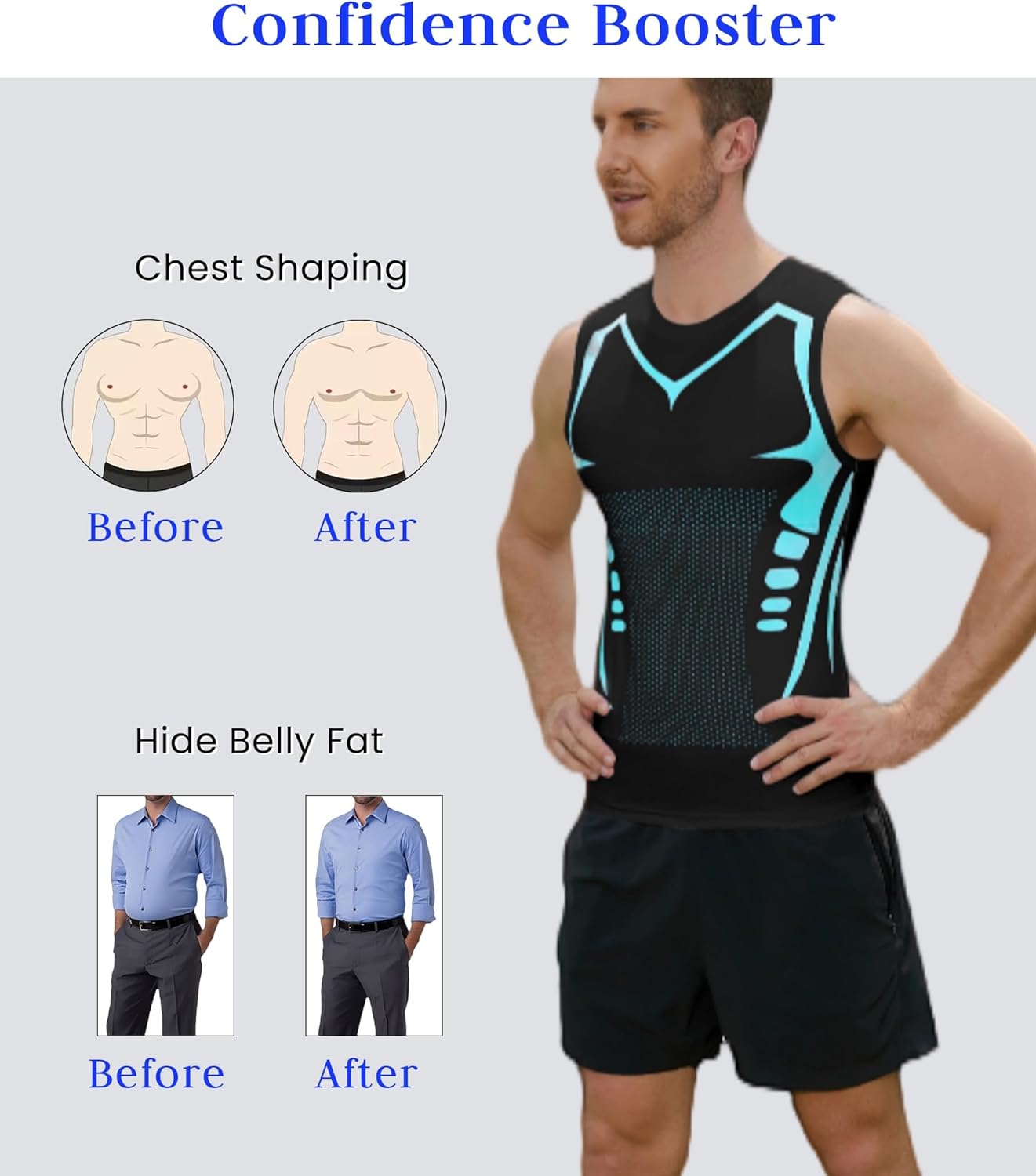 Skiennix Compression Shirt - Slimming Body Shaper Vest for Men | Tummy Control Workout Undershirt