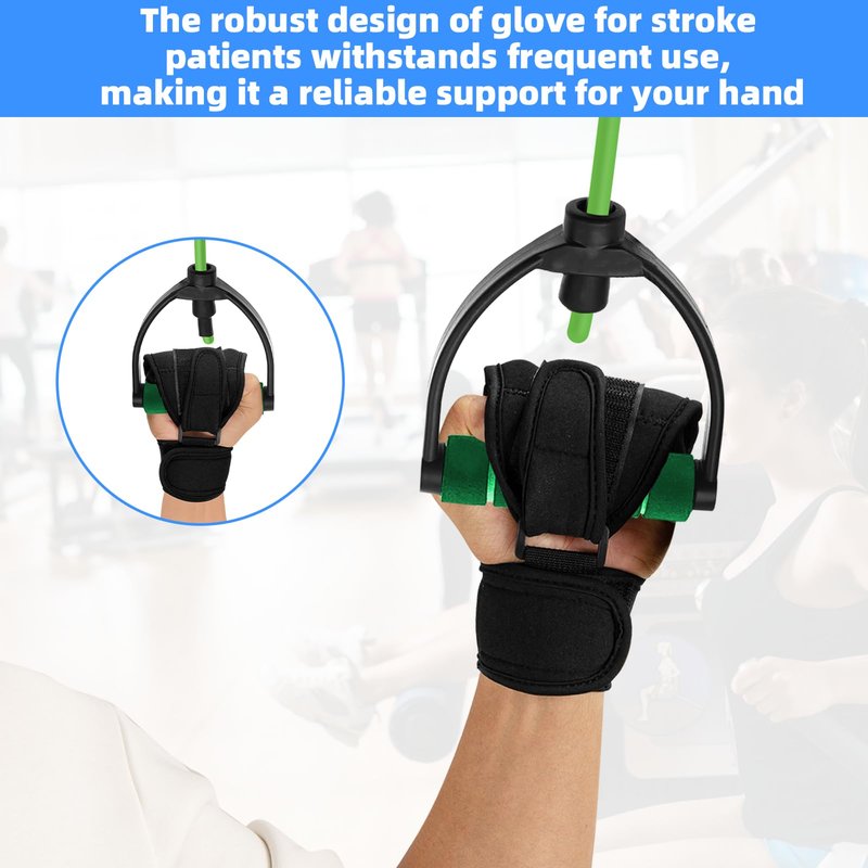 Stroke Finger Splint Brace Ability, Finger Rehabilitation Auxiliary Training Gloves for Elderly Patients, Anti-Spasticity Hand Therapy Equipment for Fist Stroke Hemiplegia Hand Training, Black