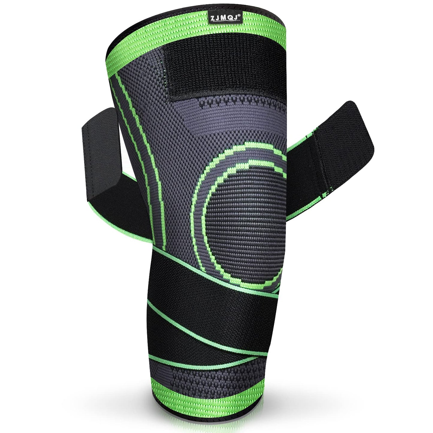 ZJMQJ Knee Brace with Straps for Women/Men, Knee Compression Sleeve for Knee Pain, Arthritis, ACL, PCL, Meniscus Tear, Joint Pain Relief. Knee Support for Running, Workout, 1 pcs (Green, L/XL)