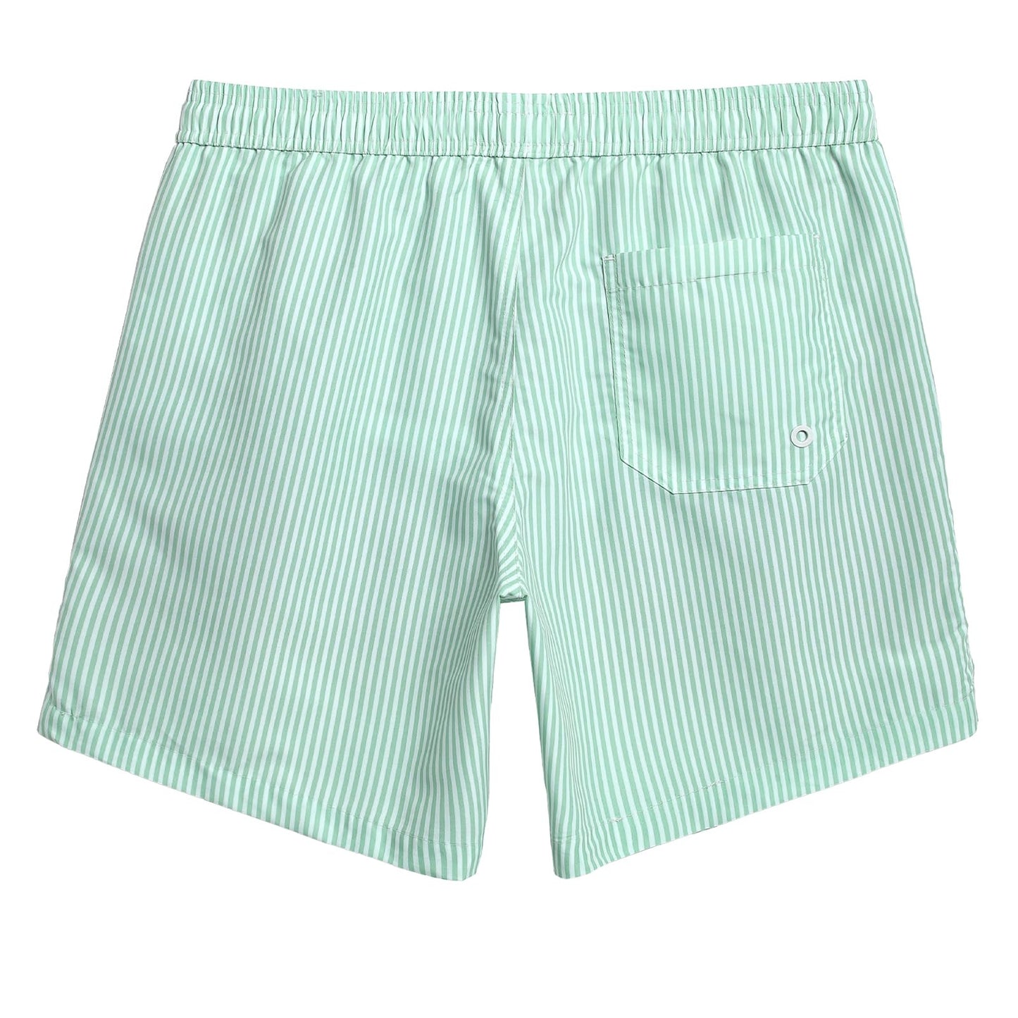 maamgic Mens Swim Trunks Quick Dry Swim Shorts with Mesh Lining Funny Swimwear Bathing Suits 7inch Green Stripes Small