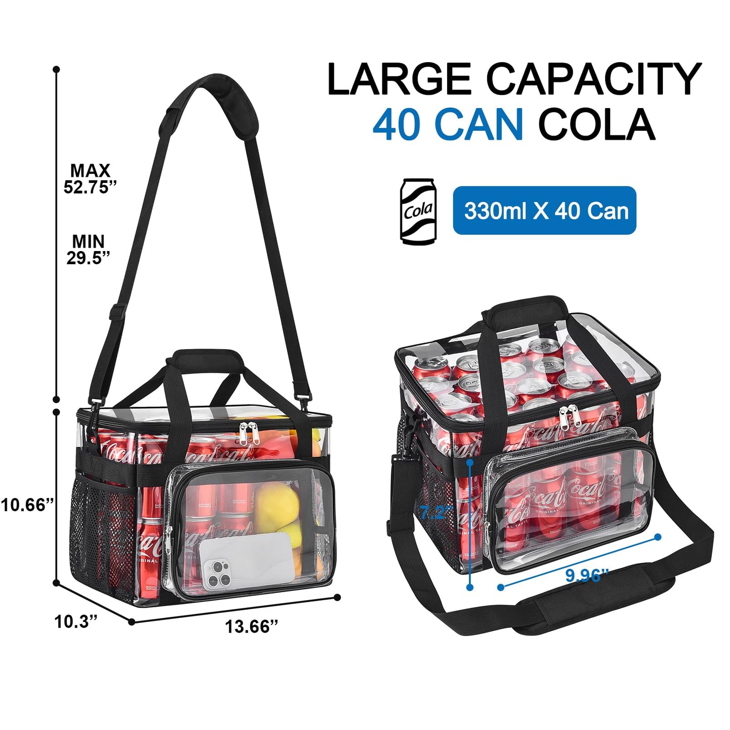 UEASE Clear Lunch Bag for Work Prison Correctional Officers Stadium Approved(40 Can)